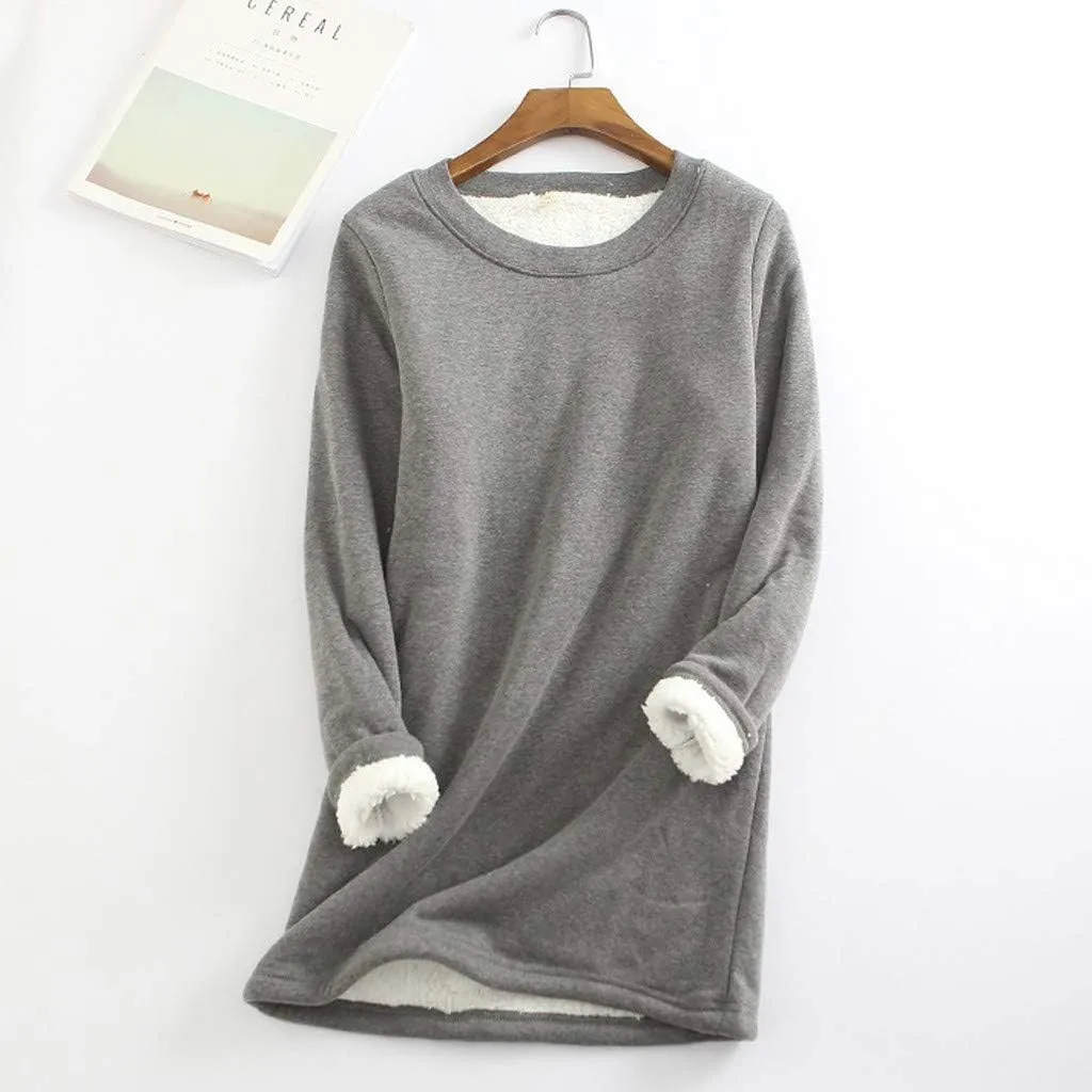 Women's Fleece Lined Crewneck Sweatshirt Long Sleeve Casual Warm 2024 Winter Fall Pullover Tops