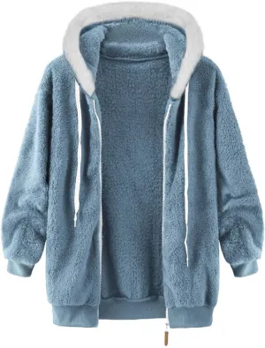WomenS Fleece Sweatshirt Jacket Zipper Pocket Top Long Sleeve Spring And Autumn Sweatshirt Fashion Fleece Jackets