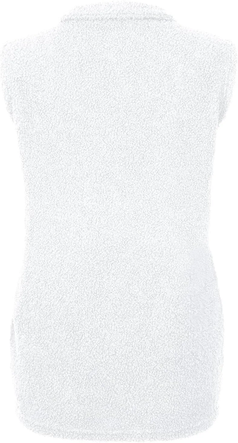 Women's Fuzzy Sherpa Fleece Jacket Lightweight Vest Cozy Sleeveless Cardigan Full Zip Waistcoat Outerwear with Pockets