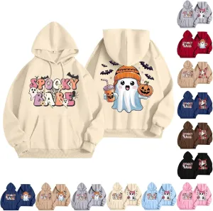 Womens Halloween Sweatshirt Cute Ghost Graphic Hoodies Funny Spooky Pumpkin Face Tops Fall Season Sweatshirts Clothes
