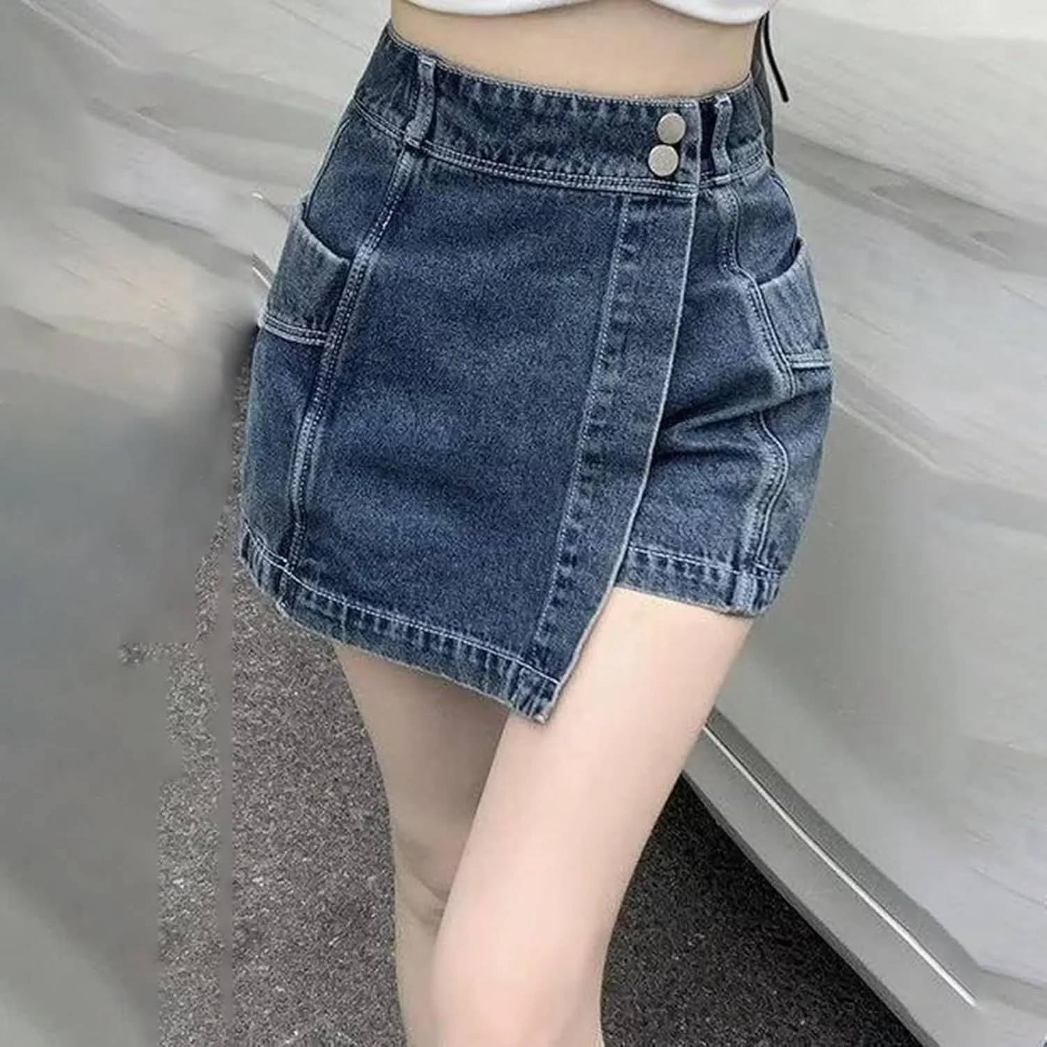 Womens High Waisted Denim Shorts Button Mini Casual Stretchy Summer Jeans Hem Skirt Shorts with Pockets 2025