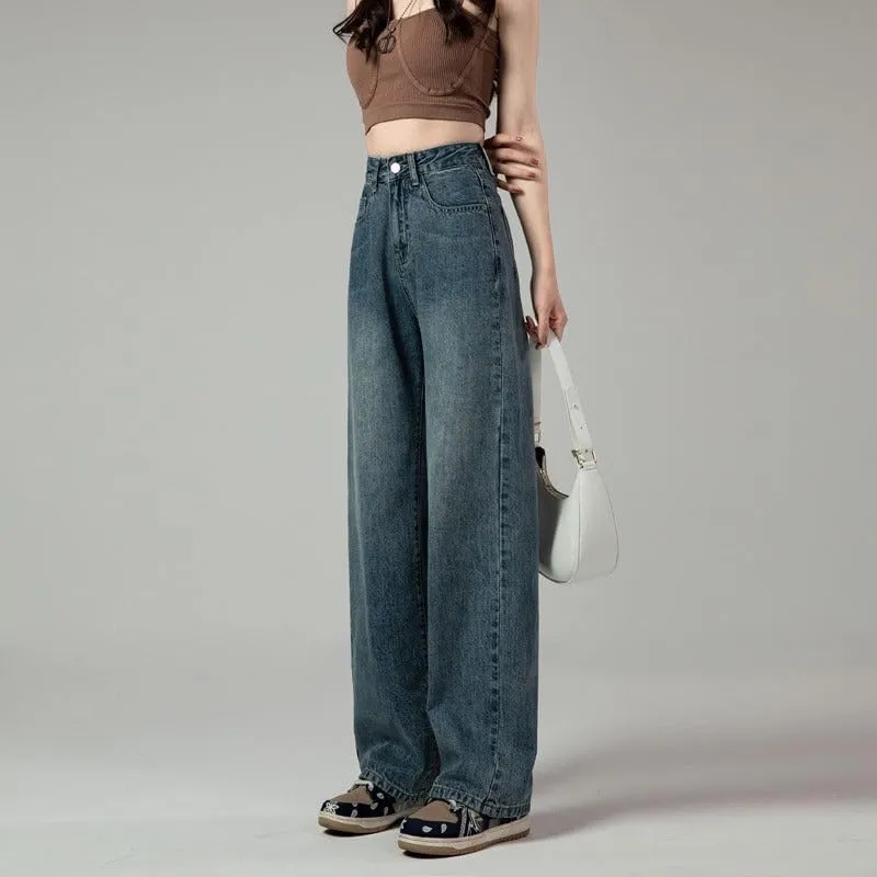 Womens High Waisted Jeans Retro Straight Leg Denim Pants for Women and High Rise Trousers Also Classic Fit Jeans for