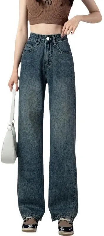 Womens High Waisted Jeans Retro Straight Leg Denim Pants for Women and High Rise Trousers Also Classic Fit Jeans for