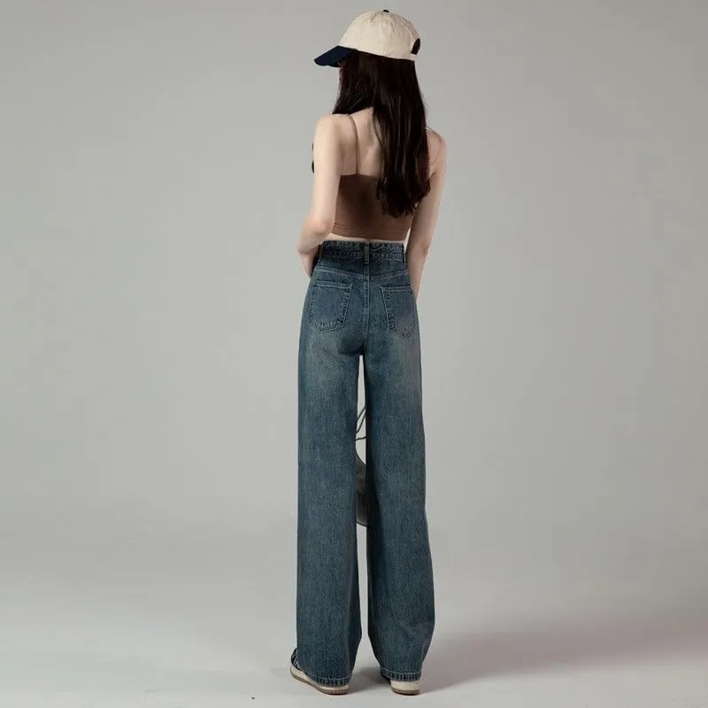 Womens High Waisted Jeans Retro Straight Leg Denim Pants for Women and High Rise Trousers Also Classic Fit Jeans for