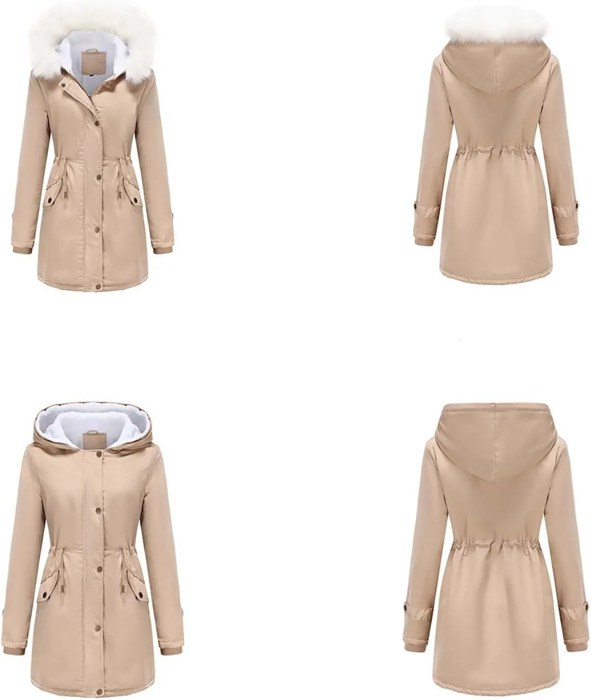 Women's Hooded Winter Coat Waterproof Warm Puffer Jacket Parka Faux Lamb Wool Lined Sherpa Thicken Jacket Outerwear