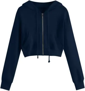 Womens Hoodies,Womens Zip Up Hoodie,Women's Long Sleeve Drop Shoulder Drawstring Crop Hoodie Sweatshirt Cropped Hoodies Long Sleeves Fleece Crop Top Sweatshirt with Hooded