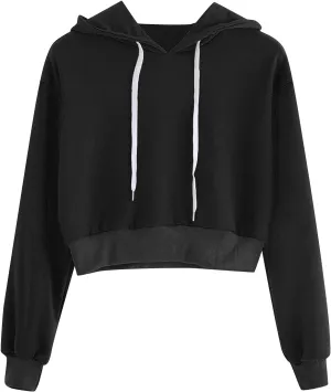Womens Hoodies,Womens Zip Up Hoodie,Women's Long Sleeve Drop Shoulder Drawstring Crop Hoodie Sweatshirt Cropped Hoodies Long Sleeves Fleece Crop Top Sweatshirt with Hooded