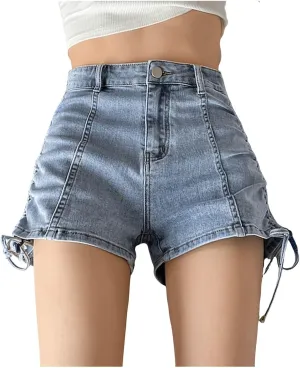 Womens Jeans Shorts High Waisted Plus Size Denim Shorts Wide Leg Cowboy Shorts Y2K Stretchy Streetwear Jeans Shorts
