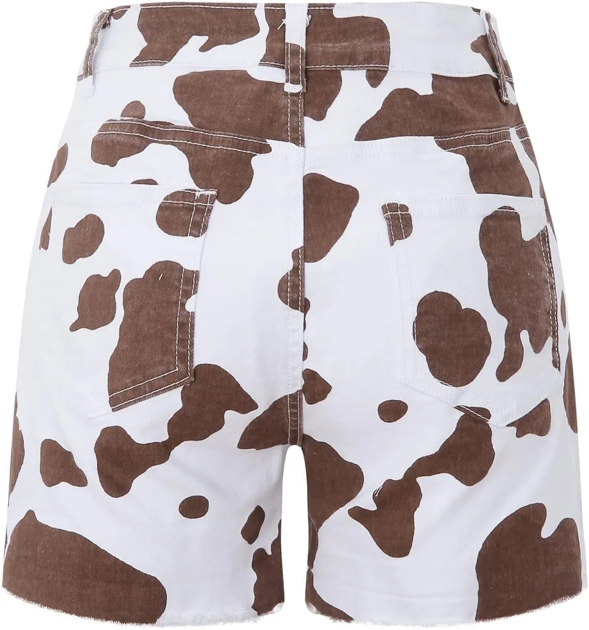 Women's Leopard Print Denim Shorts High Waisted Frayed Raw Hem Jean Short Fashion Summer Casual Hot Short with Pockets