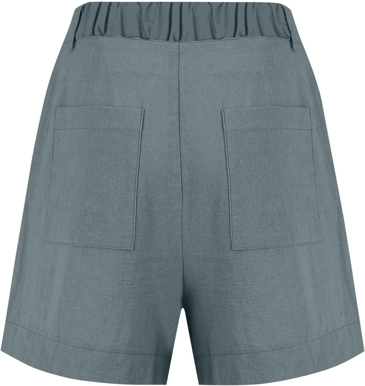 Womens Linen Business Shorts Front Button Baggy High Waist Pleated Shorts Lightweight Casual Work Short with Pockets