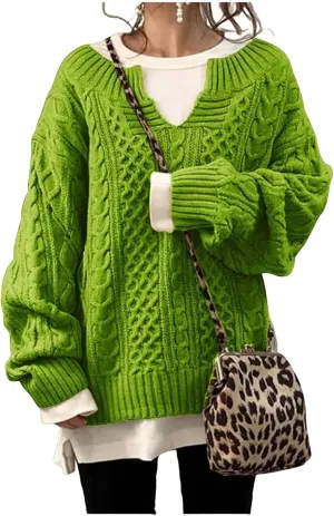 Womens Oversized Sweater 2023 V Neck Solid Knit Tunic Pullover Tops Casual Loose Trendy Warm Chunky Fall Blouse