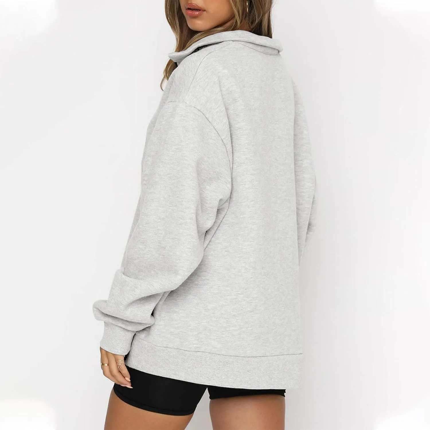 Womens Oversized Sweatshirts Hoodies Half Zip Long Sleeve Trendy Pullover Fall Fashion Outfits 2024 Y2k Clothes