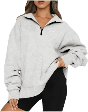 Womens Oversized Sweatshirts Hoodies Half Zip Long Sleeve Trendy Pullover Fall Fashion Outfits 2024 Y2k Clothes