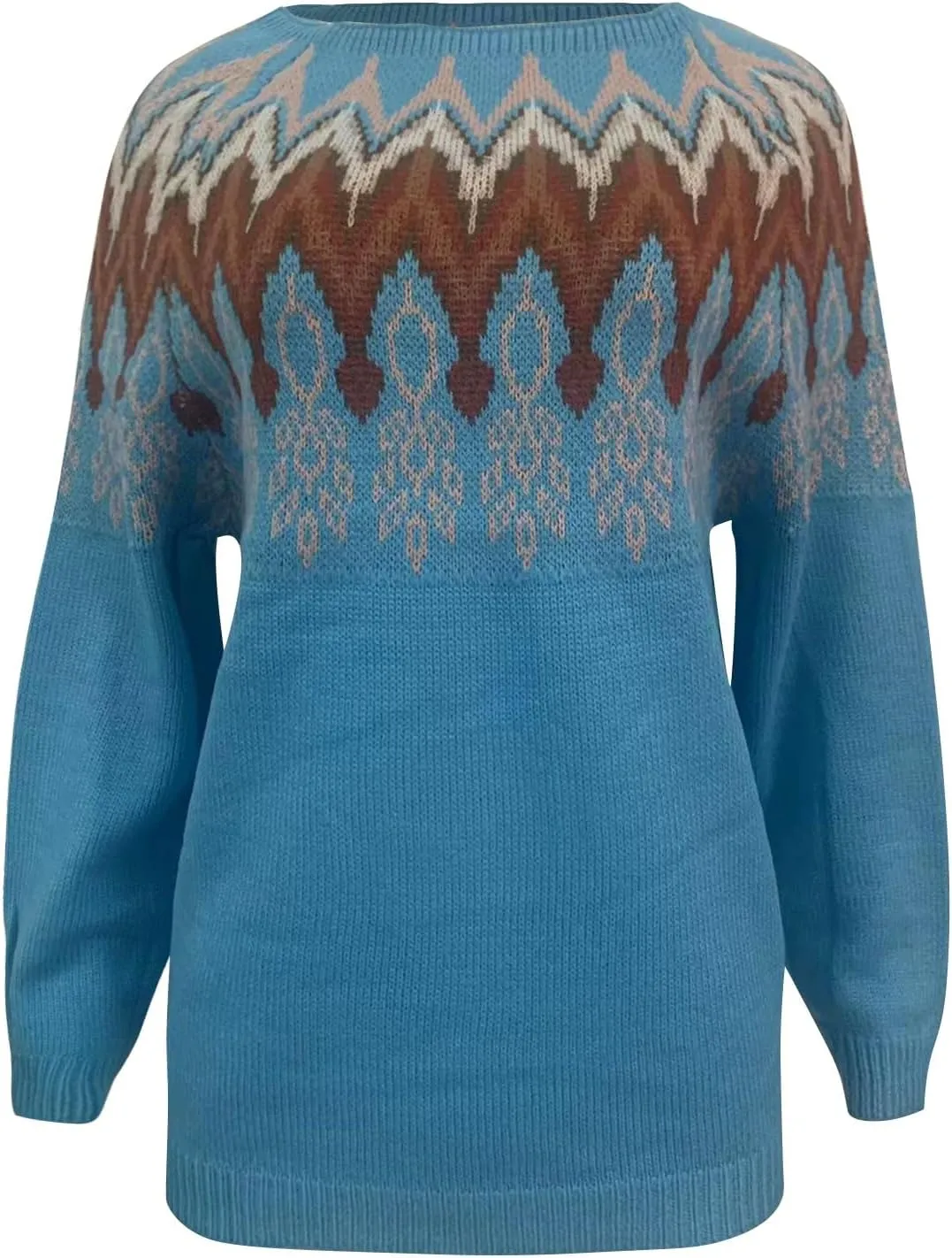 Womens Plus Size Sweater Round Neck Knit Loose Large Rainbow Sweater Female Fall Fuzzy Knit Warm Pullover Sweater