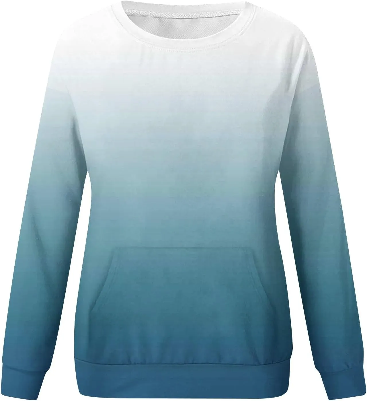 Womens Pocketed Sweatshirts Crewneck Long Sleeve Gradient Fleece Pullover Tie Dye Fall Trendy Going Out Tops