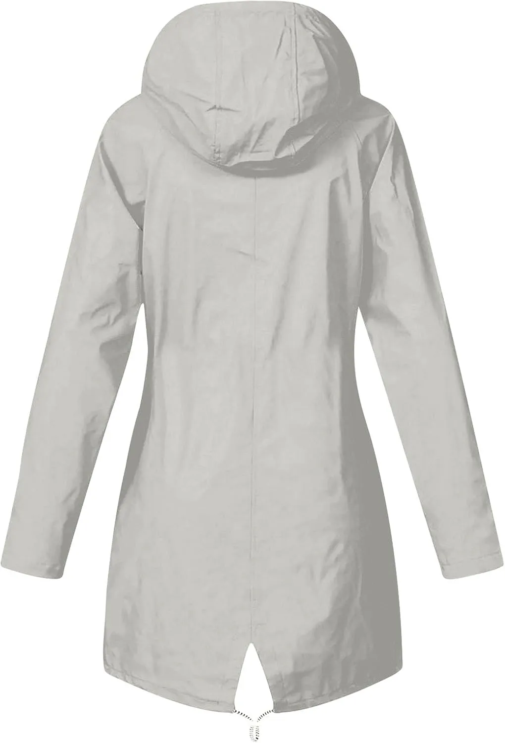 Womens Rain Coat Waterproof Dressy Zip Up Rain Jacket with Pockets Button Fall Raincoat Windbreaker with Hood