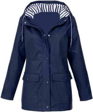 Women's Raincoats Waterproof Hooded Lightweight Rain Jacket Active Outdoor Hiking Windbreaker Zip Up Trench Coats