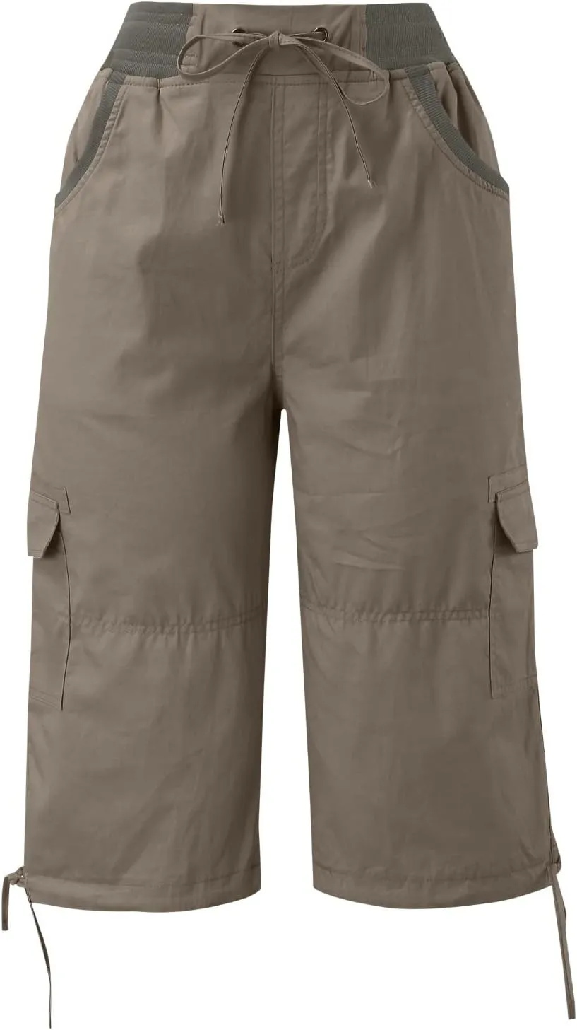 Womens Shorts Casual Cropped Pants Multiple Pockets Outdoor Hiking Quick Dry Athletic Shorts Overalls Thin Loose Cargo Shorts