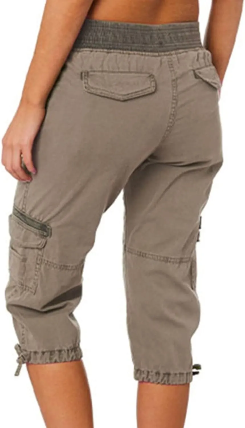 Womens Shorts Casual Cropped Pants Multiple Pockets Outdoor Hiking Quick Dry Athletic Shorts Overalls Thin Loose Cargo Shorts