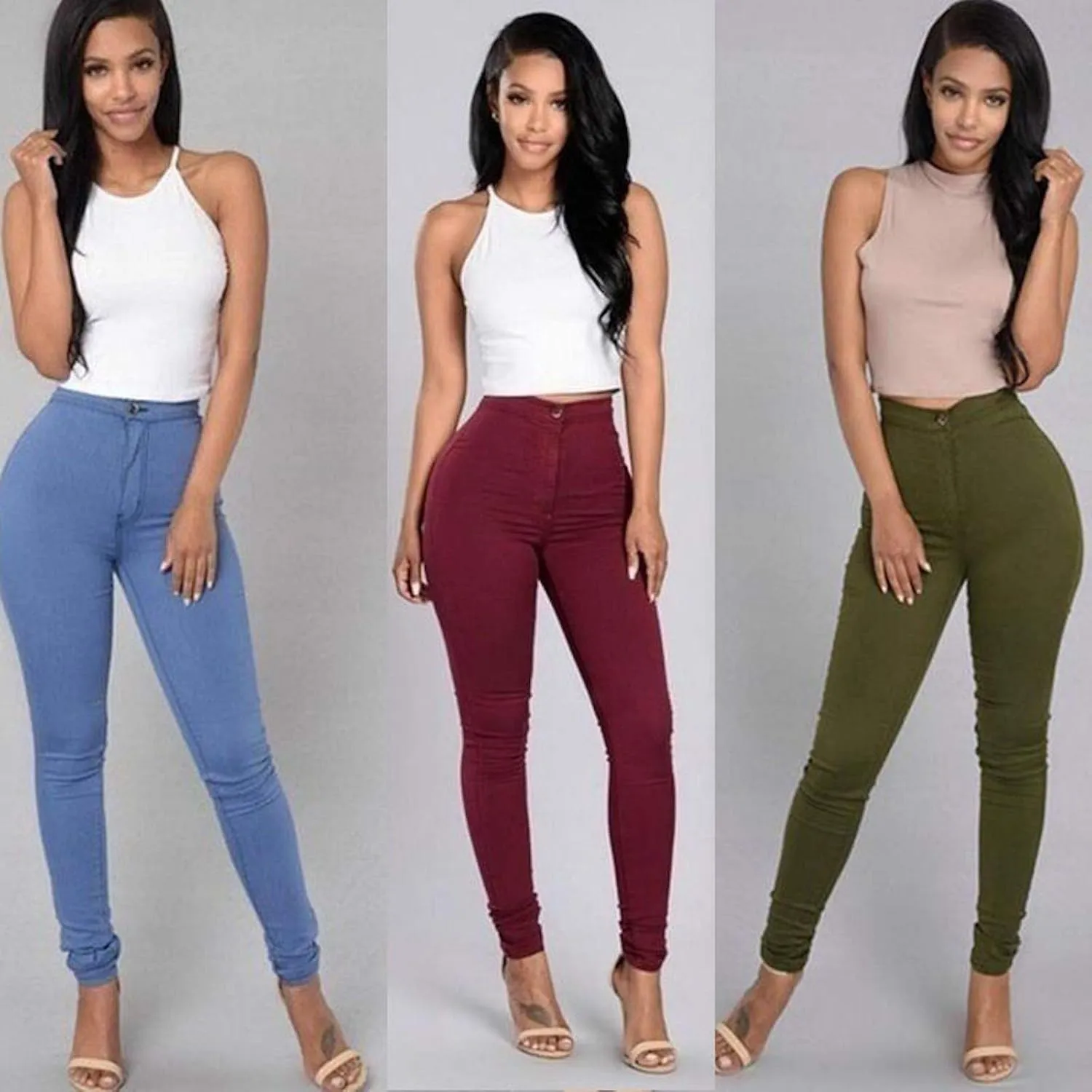 Women's Skinny Jeans Leggings Stretch High Waisted Denim Pants Jeggings