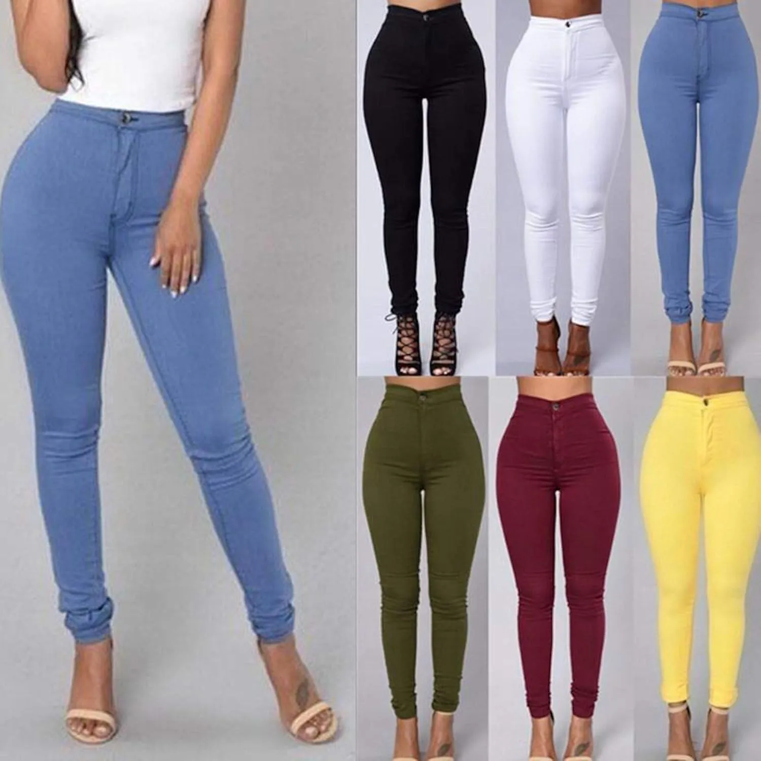 Women's Skinny Jeans Leggings Stretch High Waisted Denim Pants Jeggings