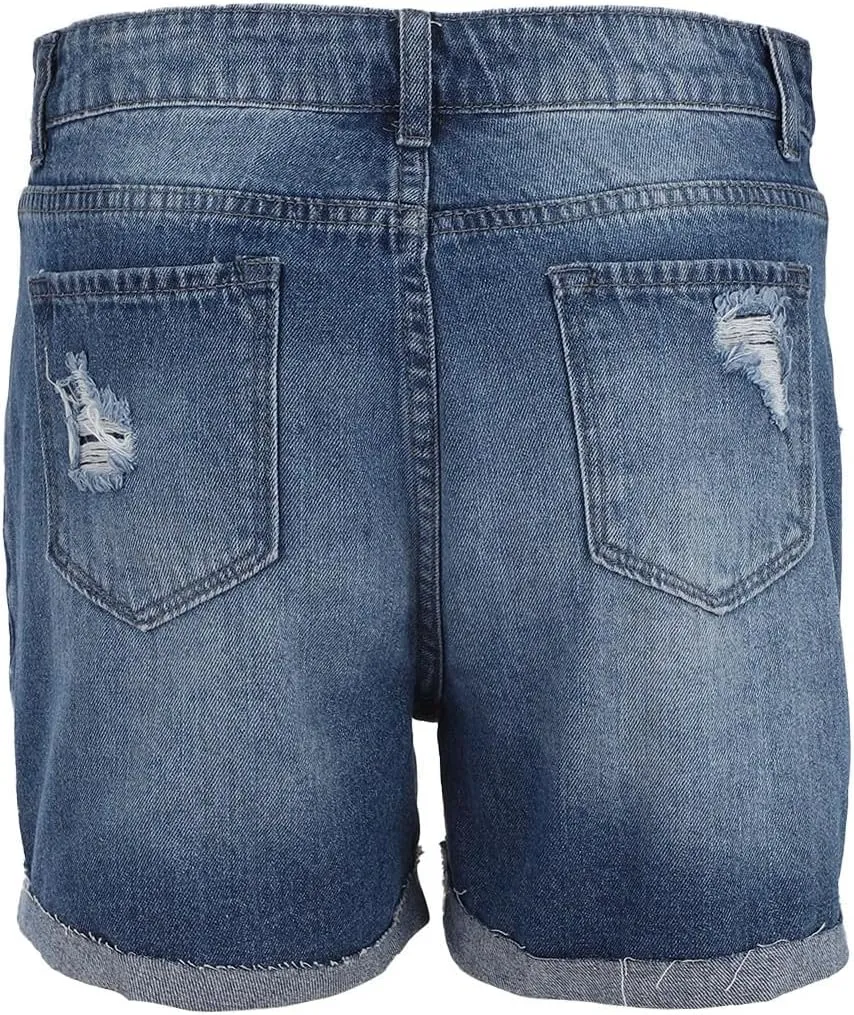 Womens Split Hem High Waist Denim Skorts Skirt Shorts Button Ripped Jeans Skort Fringed Distressed Denim Mini Pant