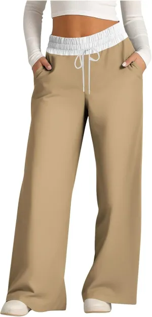Womens Straight Leg Sweatpants Fall Plus Size Wide Leg Lounge Pants Terndy Fall Fashion Sweatpants with Pockets