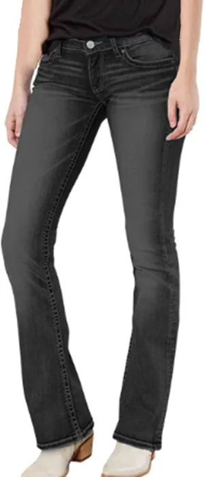 Women's Stretch Bootcut Jeans Button Down Curvy Regular Fit Bootcut Jean Classic-Fit Slim Straight-Leg Jean