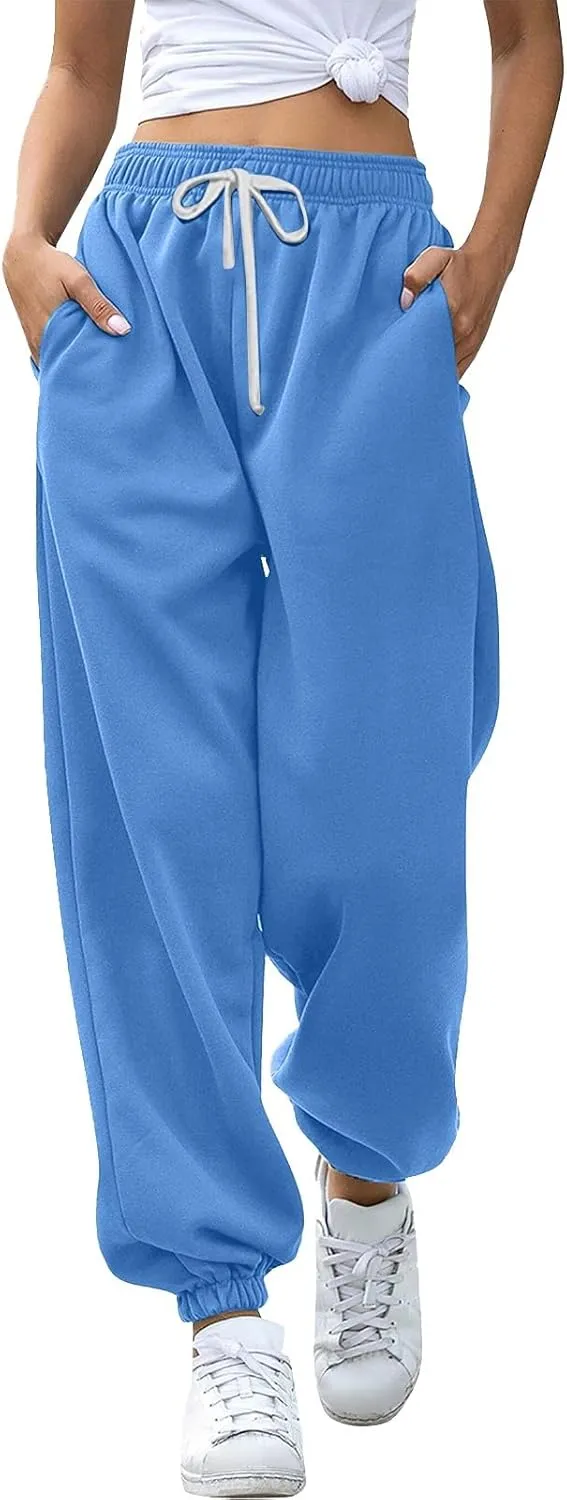Womens Sweatpants High Waisted Baggy Workout Jogger Pants with Pockets Trousers Fall Clothes for Women 2024