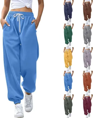 Womens Sweatpants High Waisted Baggy Workout Jogger Pants with Pockets Trousers Fall Clothes for Women 2024