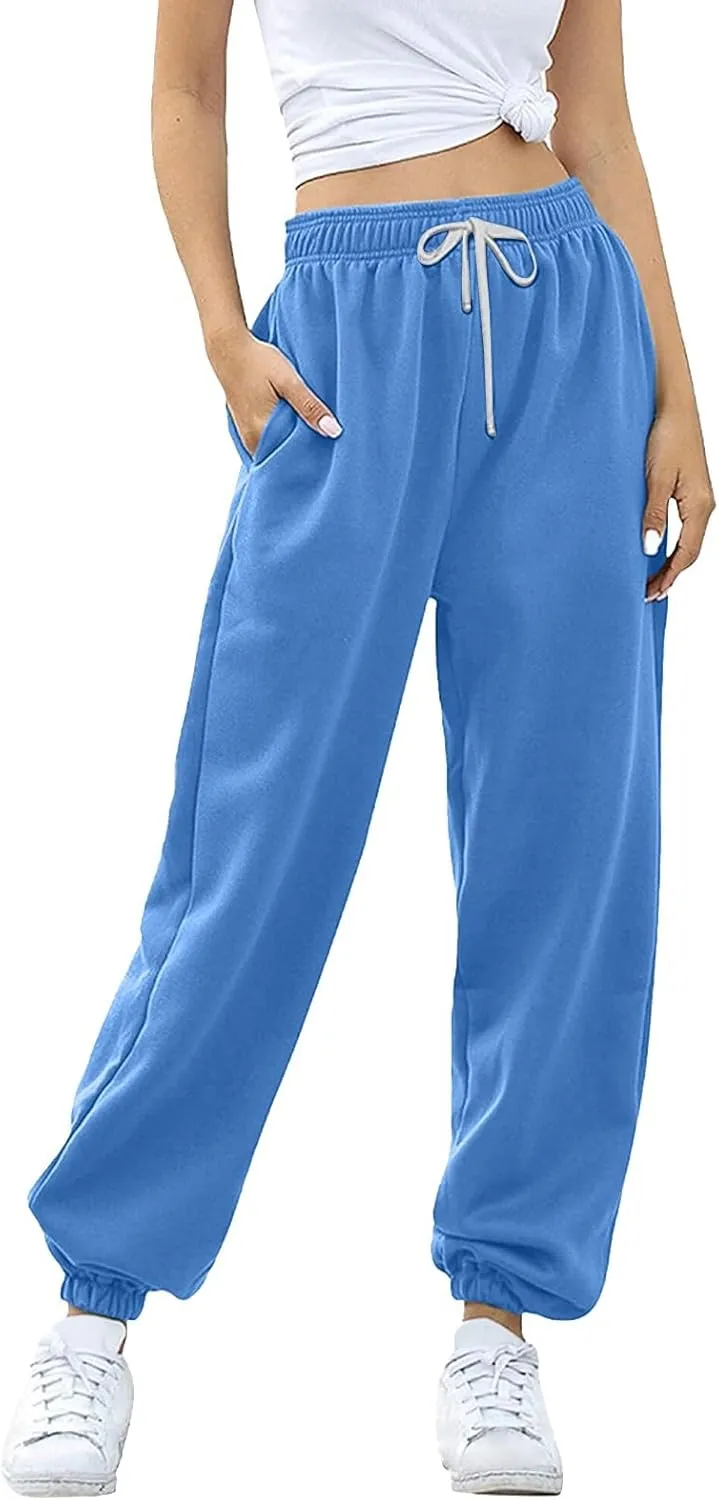 Womens Sweatpants High Waisted Baggy Workout Jogger Pants with Pockets Trousers Fall Clothes for Women 2024