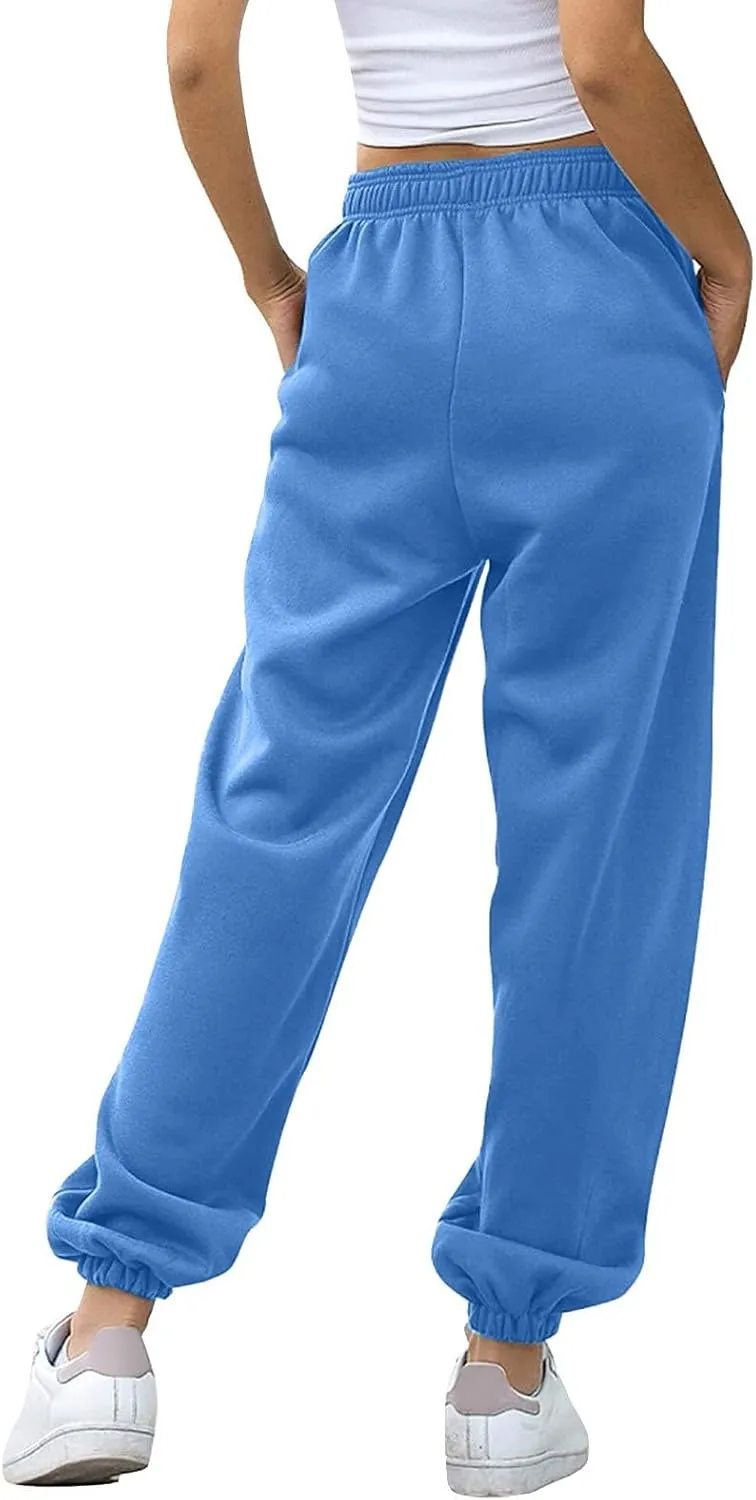 Womens Sweatpants High Waisted Baggy Workout Jogger Pants with Pockets Trousers Fall Clothes for Women 2024