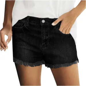 Women's Vintage Cutoff Jean Shorts Junior High Waisted Frayed Raw Denim Shorts Streetwear Distressed Casual Short