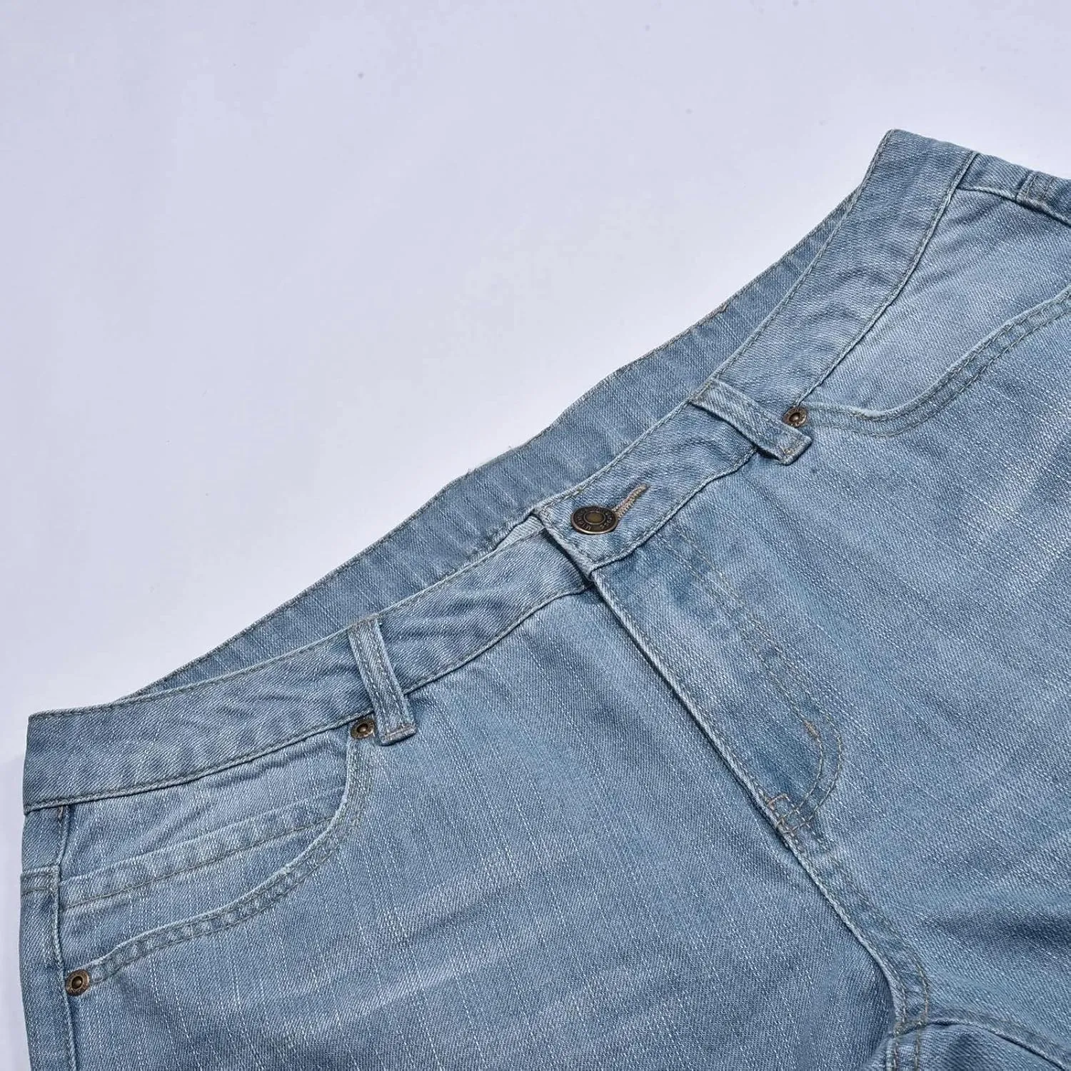 Women's Work Jeans - Trendy Stretchy Retro Wash Old High Waisted Pull On Jeggings Loose Straight Leg Cute Jeans