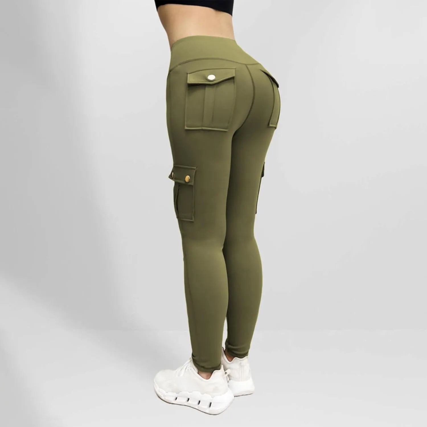 Womens Yoga Pants with Pockets High Waist Long Flare Leggings Classic Fit Jeans Multi Pockets Cargo Pants