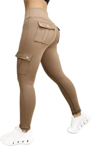 Womens Yoga Pants with Pockets High Waist Long Flare Leggings Classic Fit Jeans Multi Pockets Cargo Pants