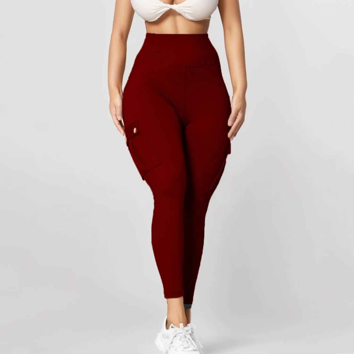 Womens Yoga Pants with Pockets High Waist Long Flare Leggings Classic Fit Jeans Multi Pockets Cargo Pants