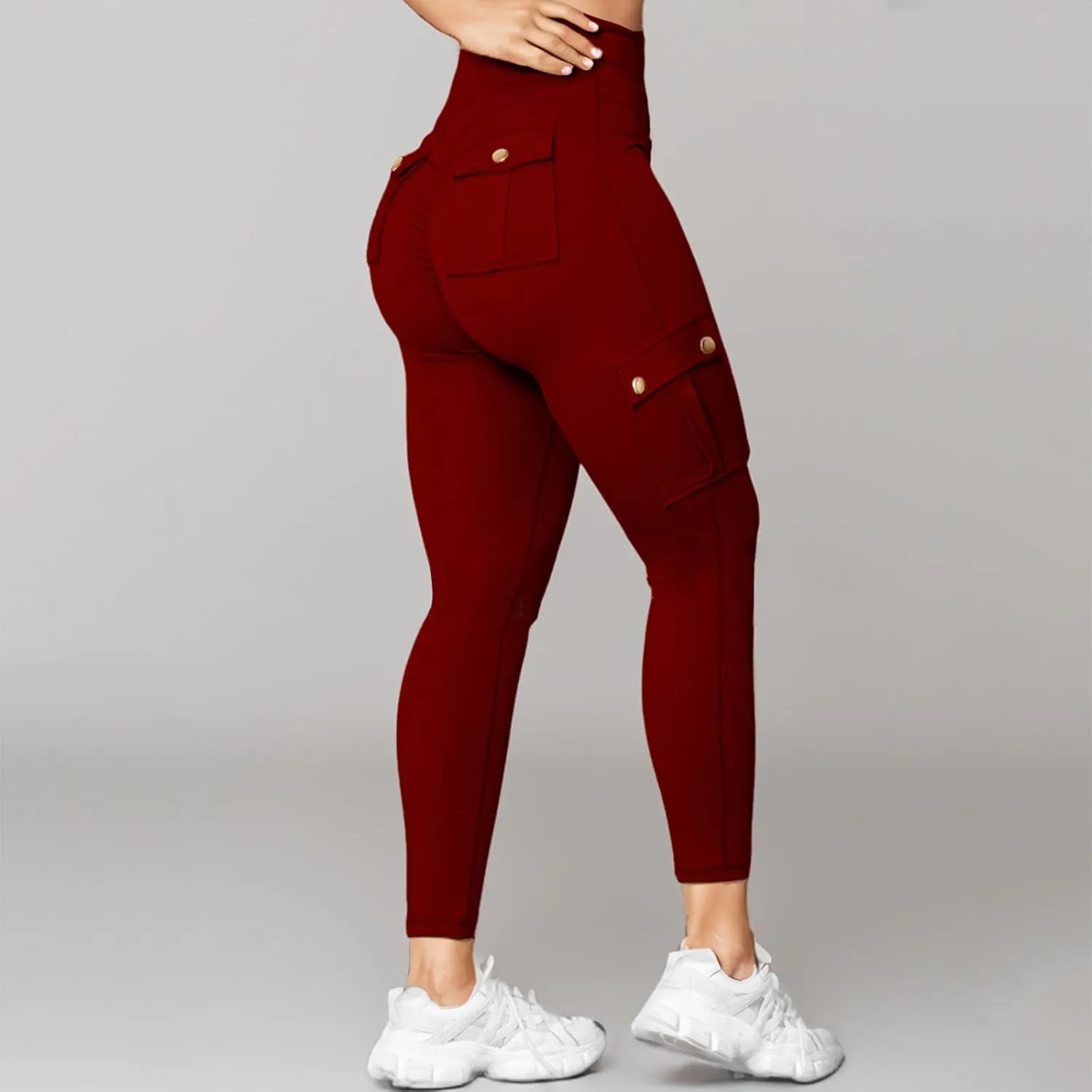 Womens Yoga Pants with Pockets High Waist Long Flare Leggings Classic Fit Jeans Multi Pockets Cargo Pants