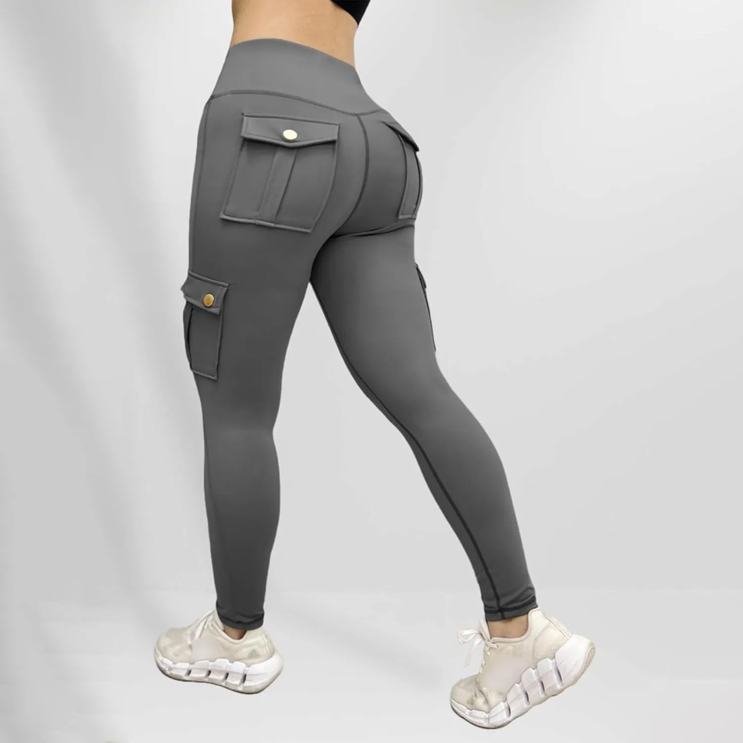 Womens Yoga Pants with Pockets High Waist Long Flare Leggings Classic Fit Jeans Multi Pockets Cargo Pants