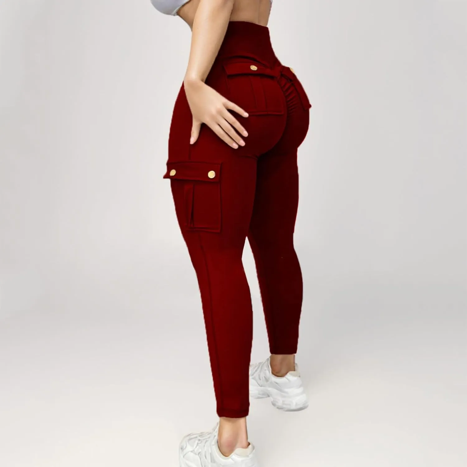 Womens Yoga Pants with Pockets High Waist Long Flare Leggings Classic Fit Jeans Multi Pockets Cargo Pants