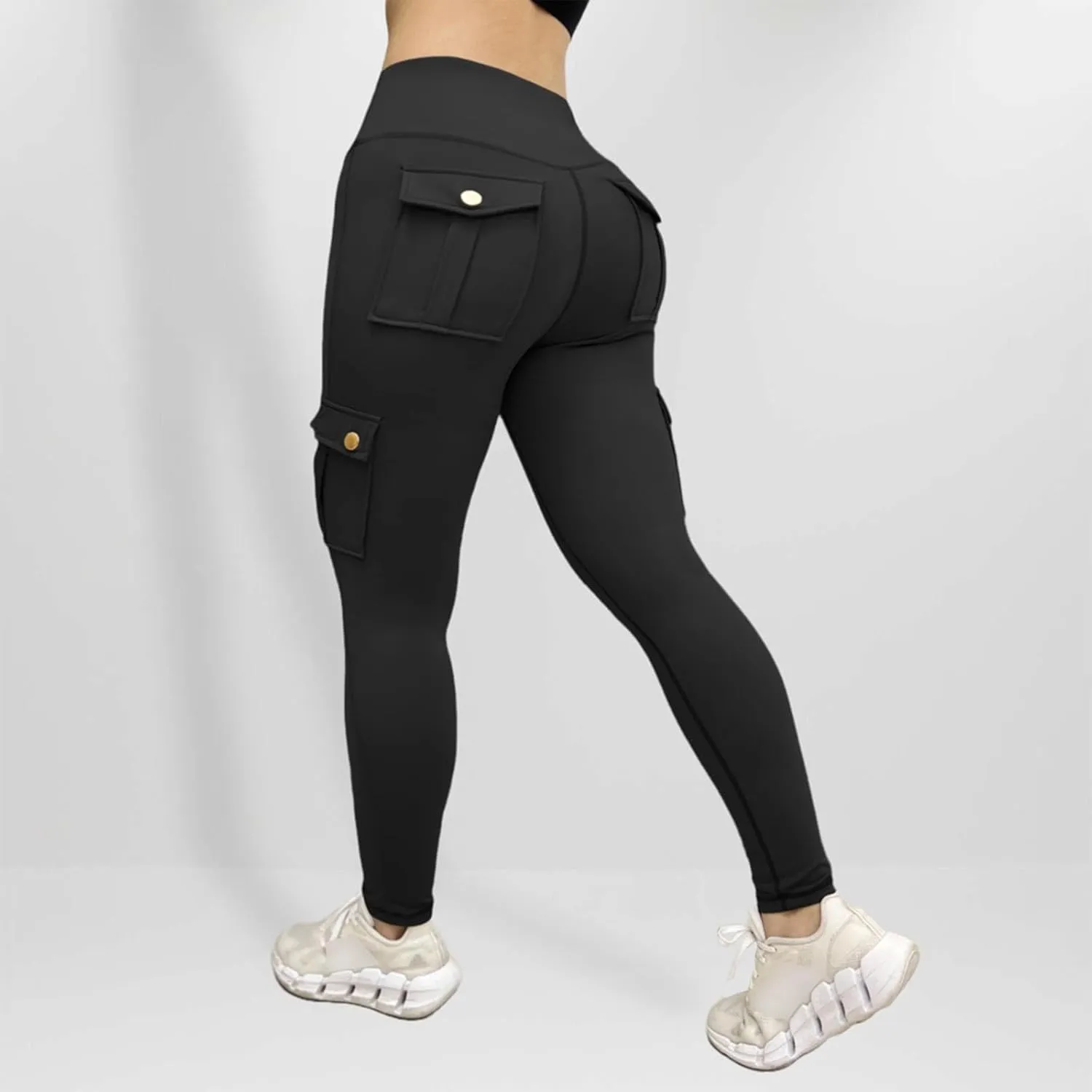 Womens Yoga Pants with Pockets High Waist Long Flare Leggings Classic Fit Jeans Multi Pockets Cargo Pants