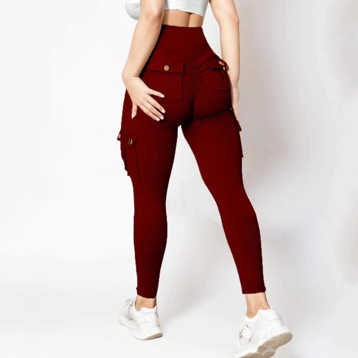 Womens Yoga Pants with Pockets High Waist Long Flare Leggings Classic Fit Jeans Multi Pockets Cargo Pants