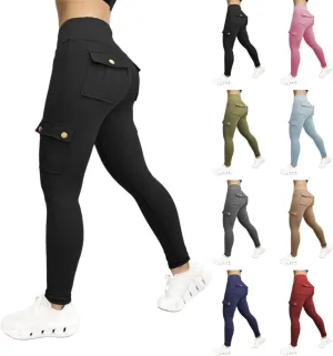Womens Yoga Pants with Pockets High Waist Long Flare Leggings Classic Fit Jeans Multi Pockets Cargo Pants