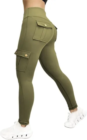 Womens Yoga Pants with Pockets High Waist Long Flare Leggings Classic Fit Jeans Multi Pockets Cargo Pants