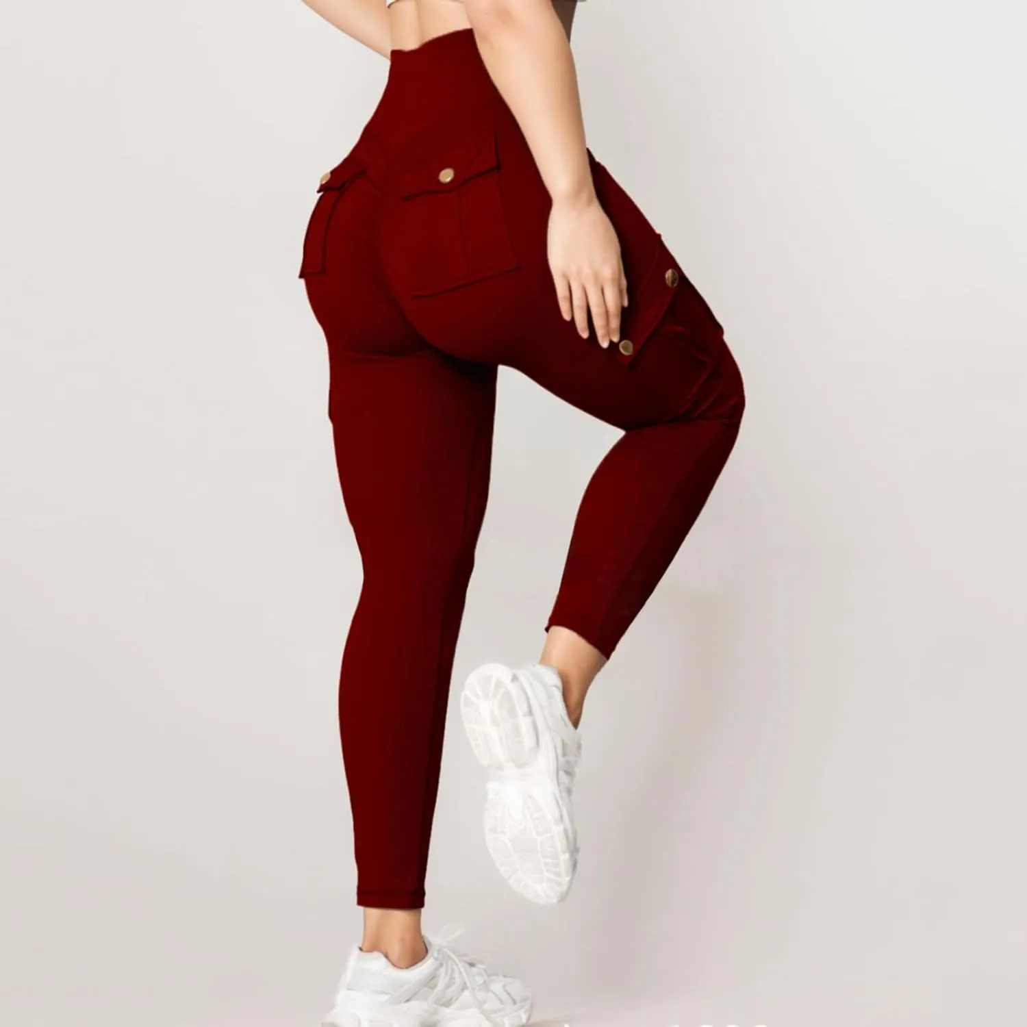 Womens Yoga Pants with Pockets High Waist Long Flare Leggings Classic Fit Jeans Multi Pockets Cargo Pants