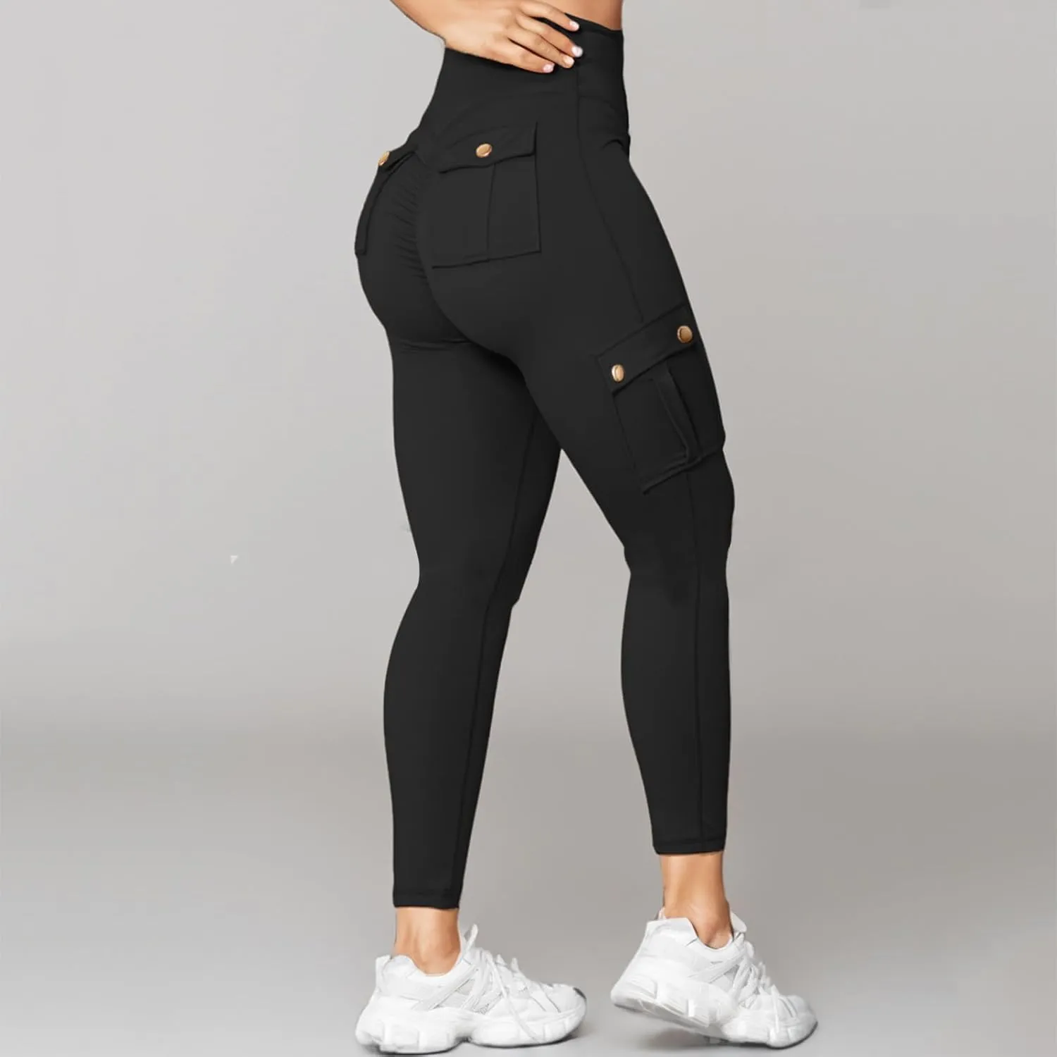 Womens Yoga Pants with Pockets High Waist Long Flare Leggings Classic Fit Jeans Multi Pockets Cargo Pants