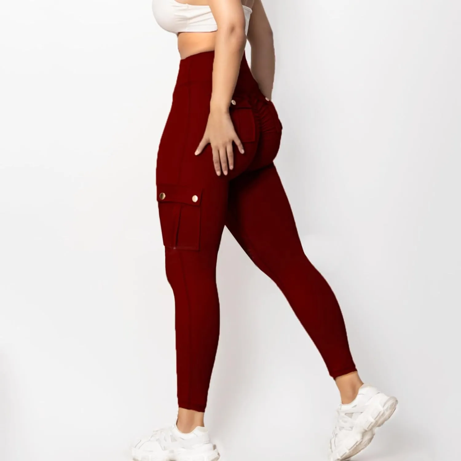 Womens Yoga Pants with Pockets High Waist Long Flare Leggings Classic Fit Jeans Multi Pockets Cargo Pants