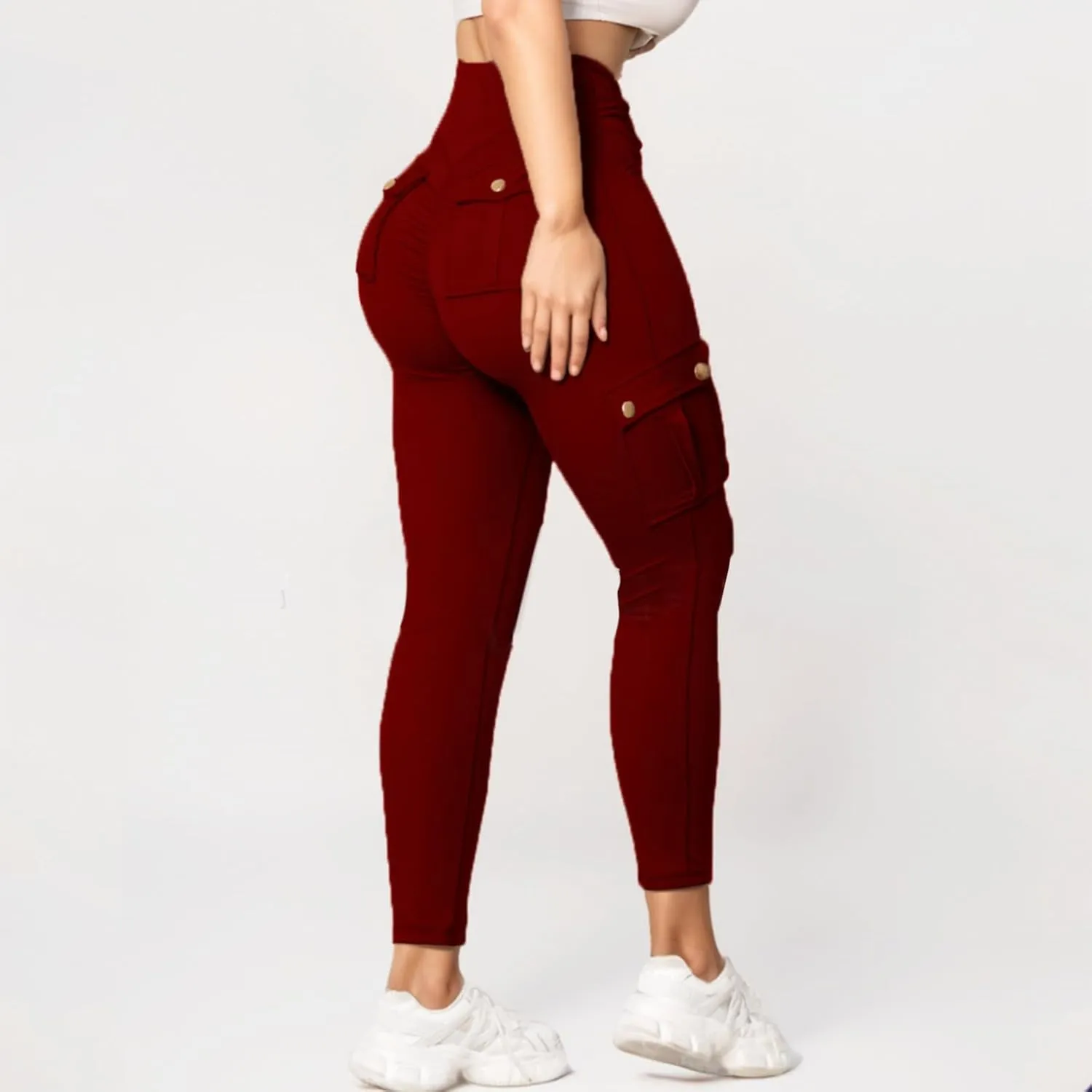 Womens Yoga Pants with Pockets High Waist Long Flare Leggings Classic Fit Jeans Multi Pockets Cargo Pants