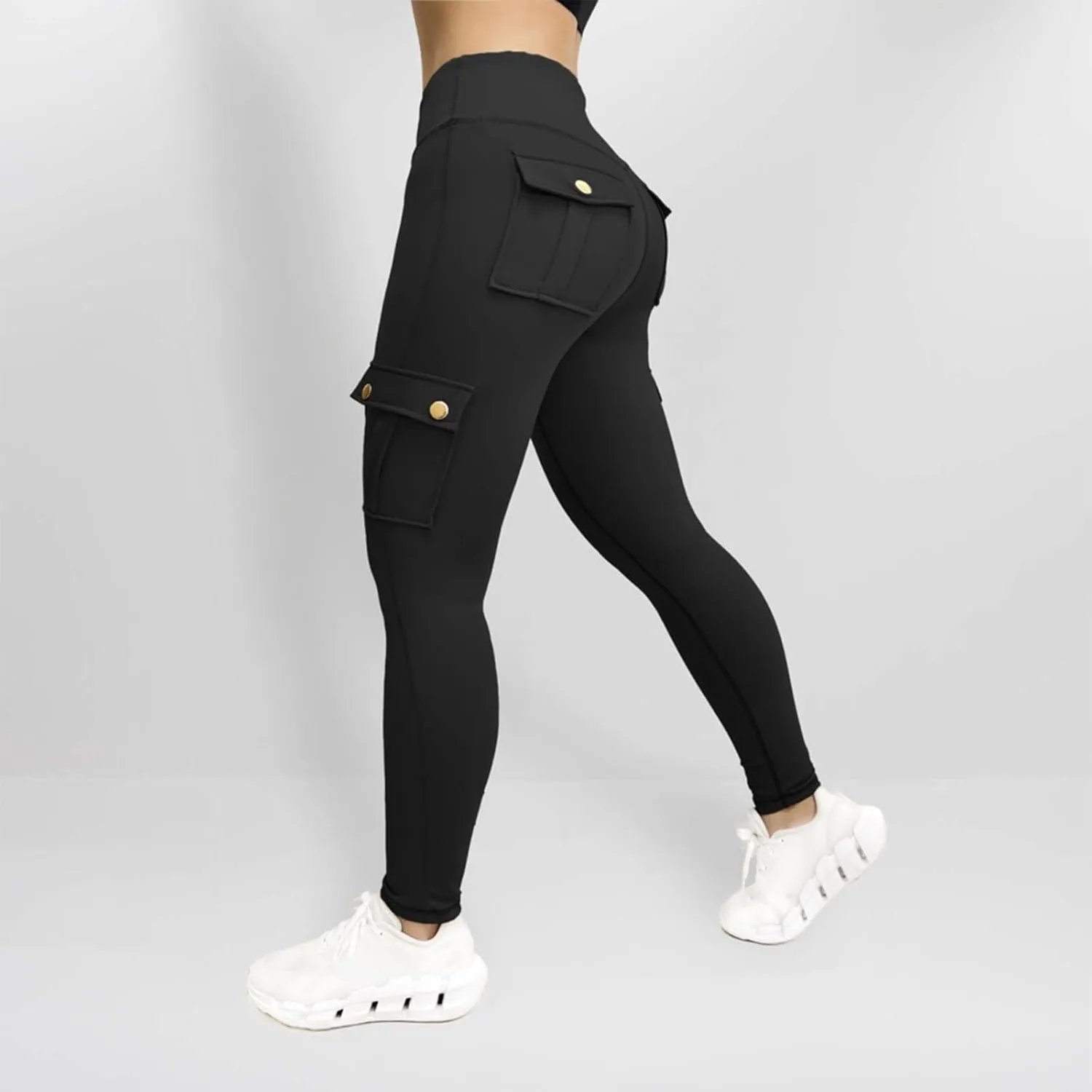 Womens Yoga Pants with Pockets High Waist Long Flare Leggings Classic Fit Jeans Multi Pockets Cargo Pants