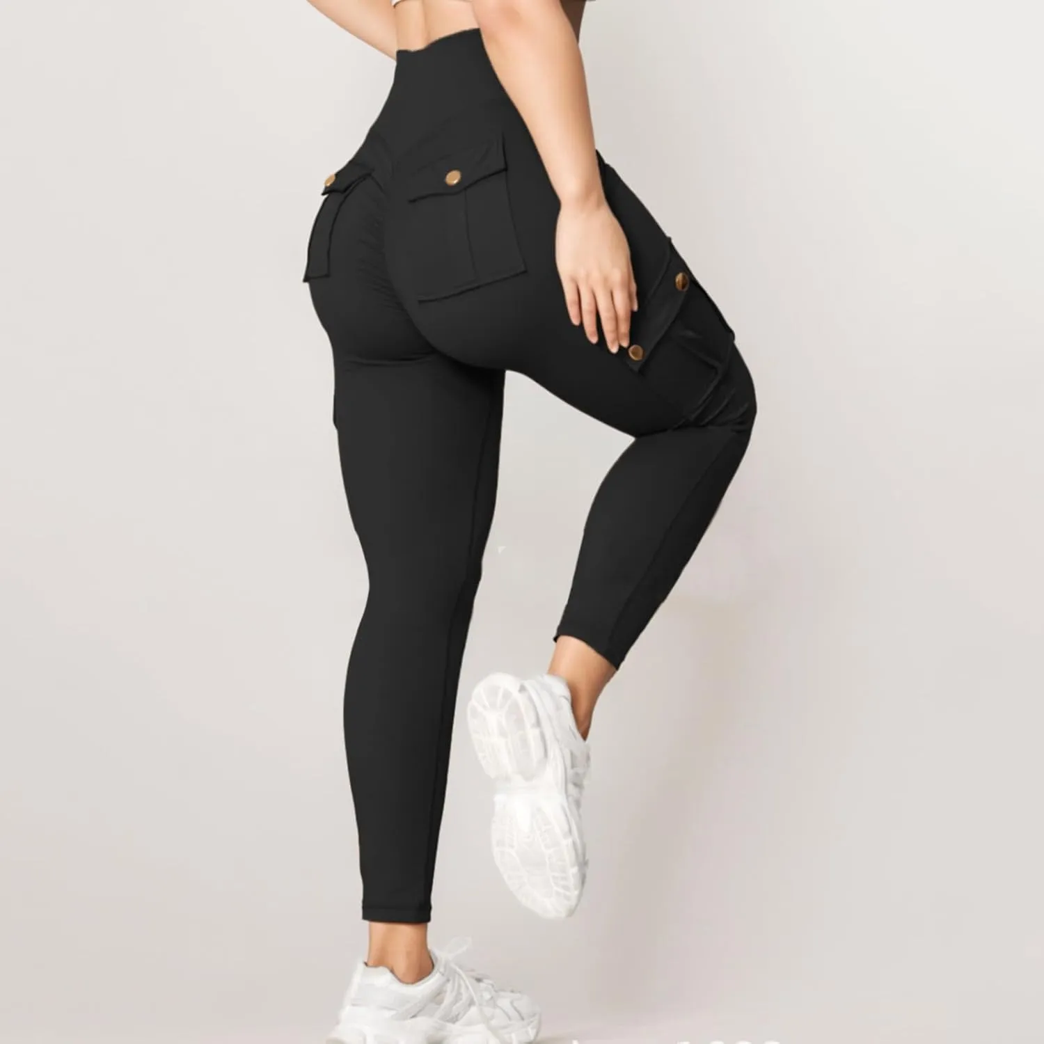 Womens Yoga Pants with Pockets High Waist Long Flare Leggings Classic Fit Jeans Multi Pockets Cargo Pants